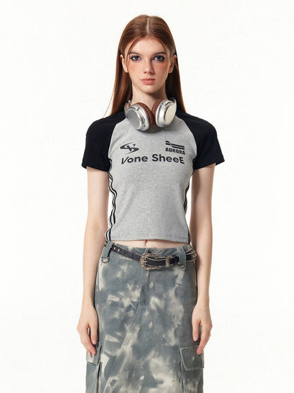 Vone_SheeE_American_Retro_Color_Block_Letter_Print_Short_Sleeve_Slim_Fit_Women&