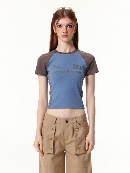 Vone_SheeE_American_Retro_Color_Block_Letter_Print_Short_Sleeve_Slim_Fit_Women&