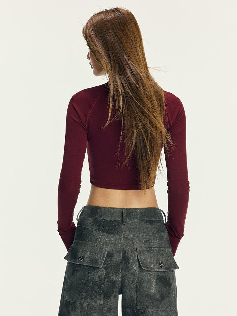 Vone SheeE American Retro Letter Print Round Neck Short Slim Fit Women&