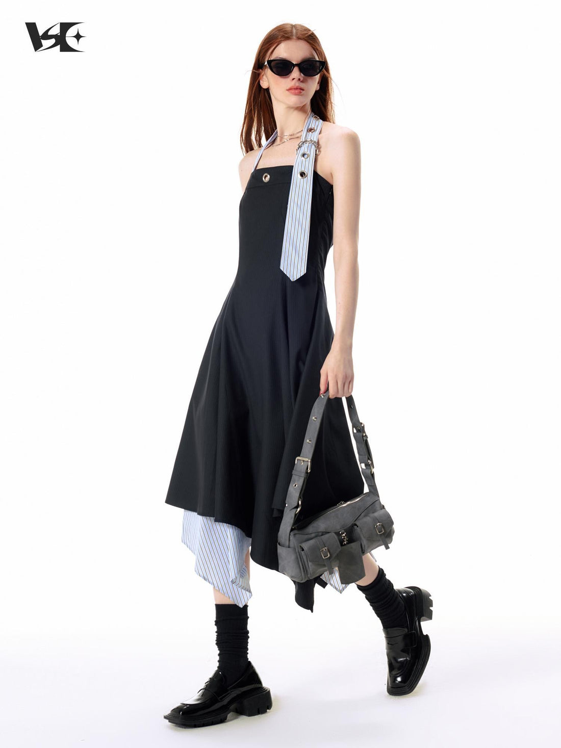Vone SheeE Asymmetric Open Back Halter Women&