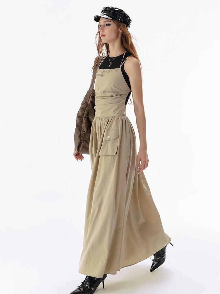 Vone SheeE Black Halter Cargo High Waist Nylon Women&