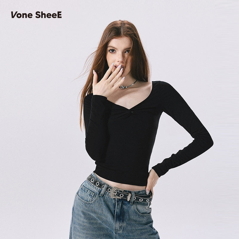 Vone_SheeE_Black_V-neck_Slim_Fit_Women&