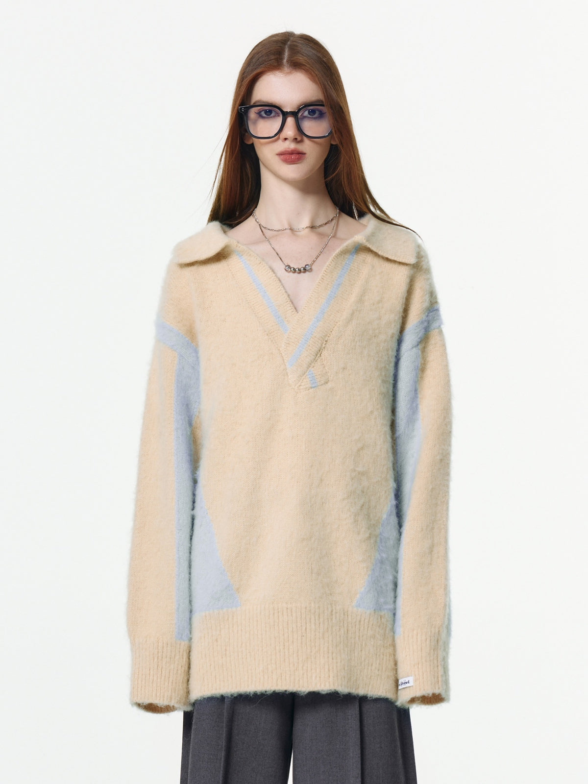 Vone_SheeE_Brushed_Color_Block_V-neck_Polo_Women&