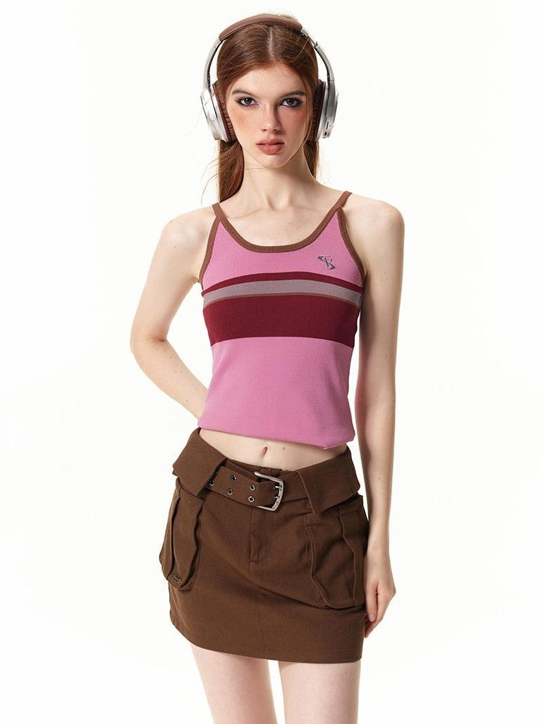 Vone SheeE Color Block Embroidered Slim Fit Thin Women&