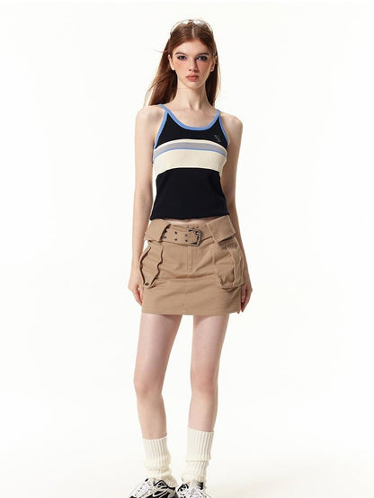 Vone SheeE Color Block Embroidered Slim Fit Thin Women&