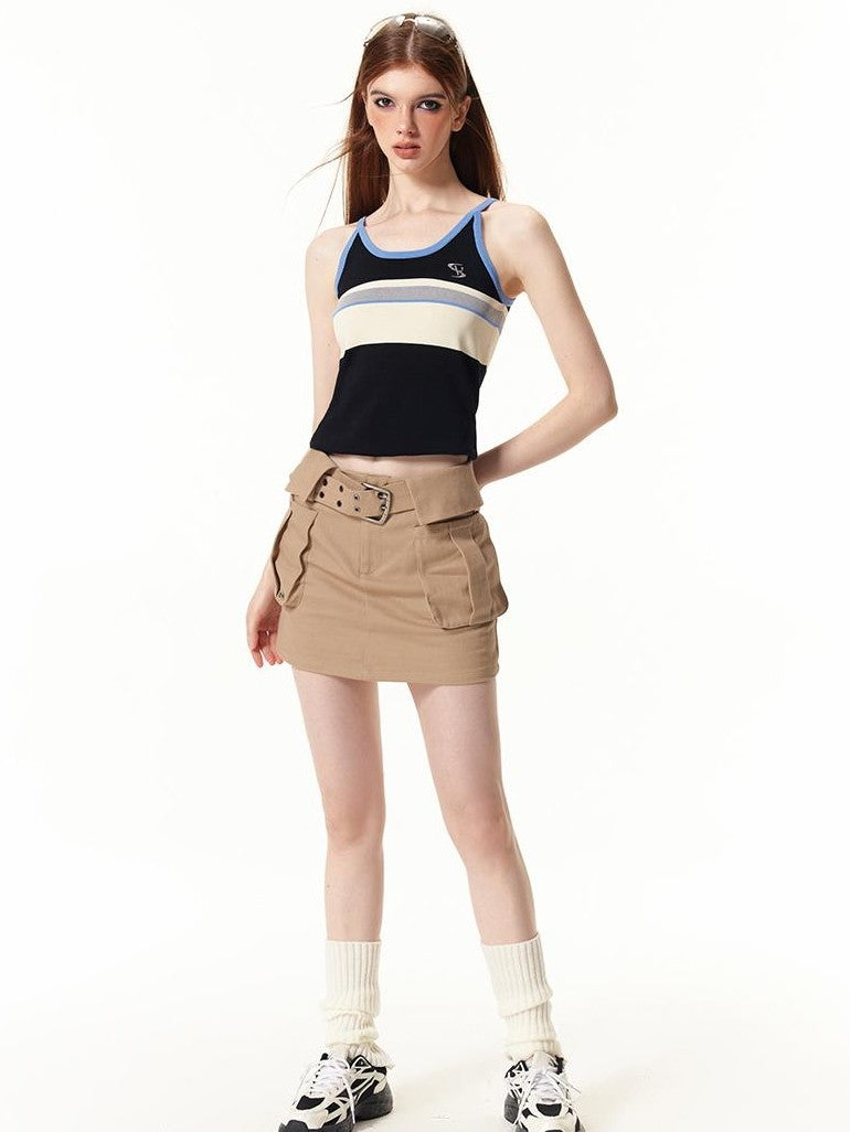 Vone SheeE Color Block Embroidered Slim Fit Thin Women&