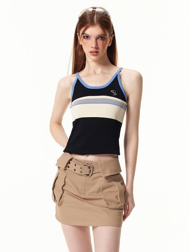 Vone SheeE Color Block Embroidered Slim Fit Thin Women&
