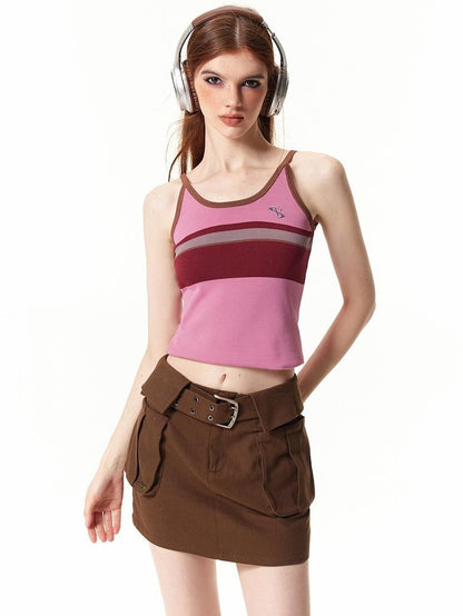 Vone SheeE Color Block Embroidered Slim Fit Thin Women&