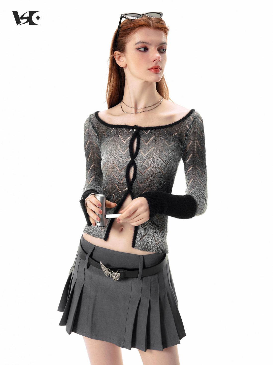Vone SheeE Color Block Gradient Hollow Out Scoop Neck Women&