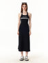 Vone_SheeE_Color_Block_Halter_Sleeveless_Fitted_A_Line_Women&