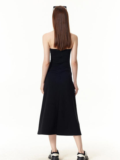 Vone SheeE Color Block Halter Sleeveless Fitted A Line Women&