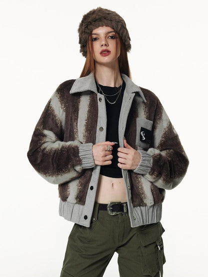 Vone SheeE Color Block Ombre Striped Plush Women&