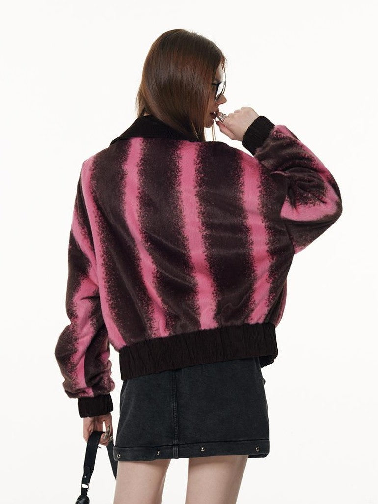 Vone SheeE Color Block Ombre Striped Plush Women&