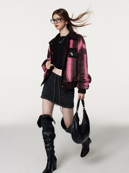Vone SheeE Color Block Ombre Striped Plush Women&
