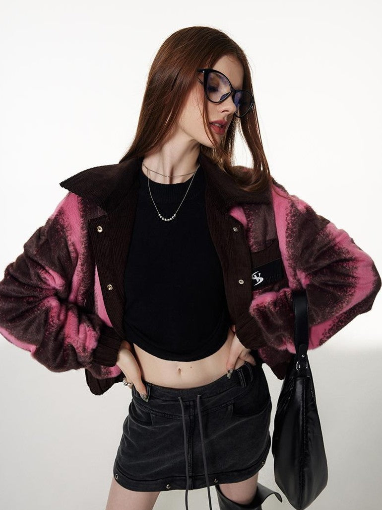 Vone SheeE Color Block Ombre Striped Plush Women&