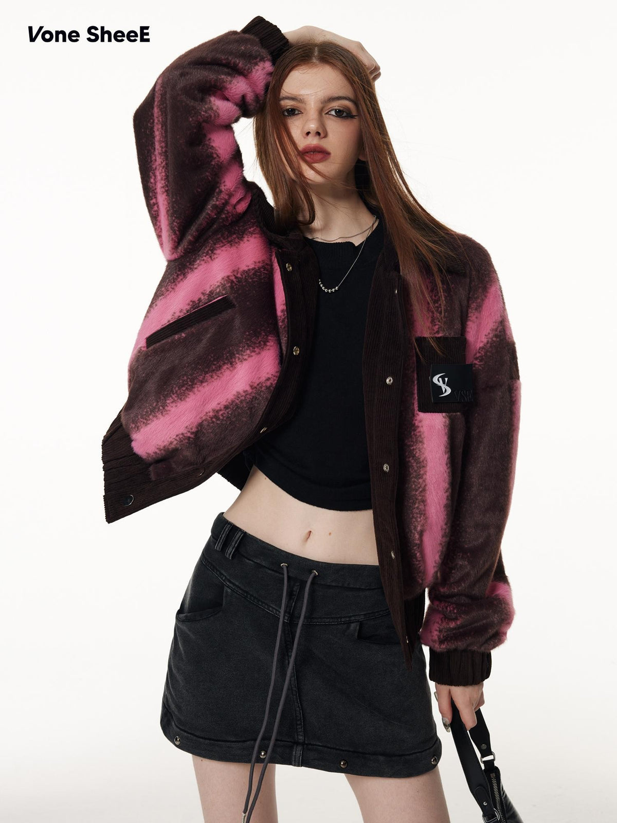 Vone SheeE Color Block Ombre Striped Plush Women&