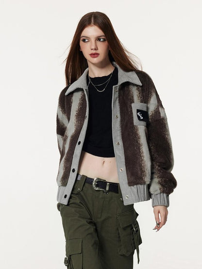 Vone SheeE Color Block Ombre Striped Plush Women&