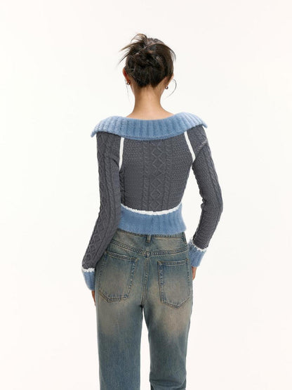 Vone SheeE Color Block Square Neck Zip Up Women&