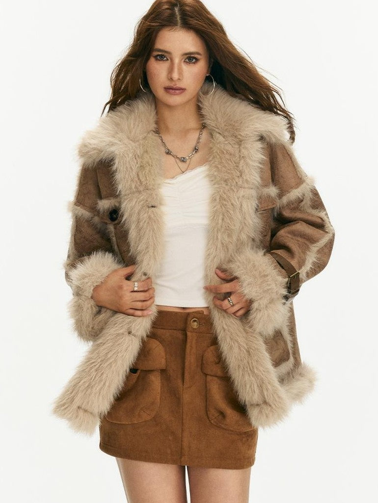 Vone SheeE Diamond Quilted Faux Fur Loose Fit Women&