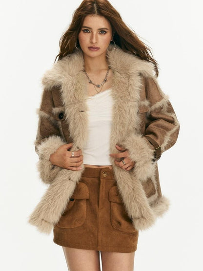 Vone SheeE Diamond Quilted Faux Fur Loose Fit Women&