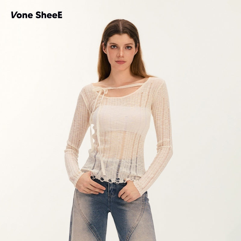 Vone_SheeE_Distressed_Slim_Fit_Sweet_Round_Neck_Women&