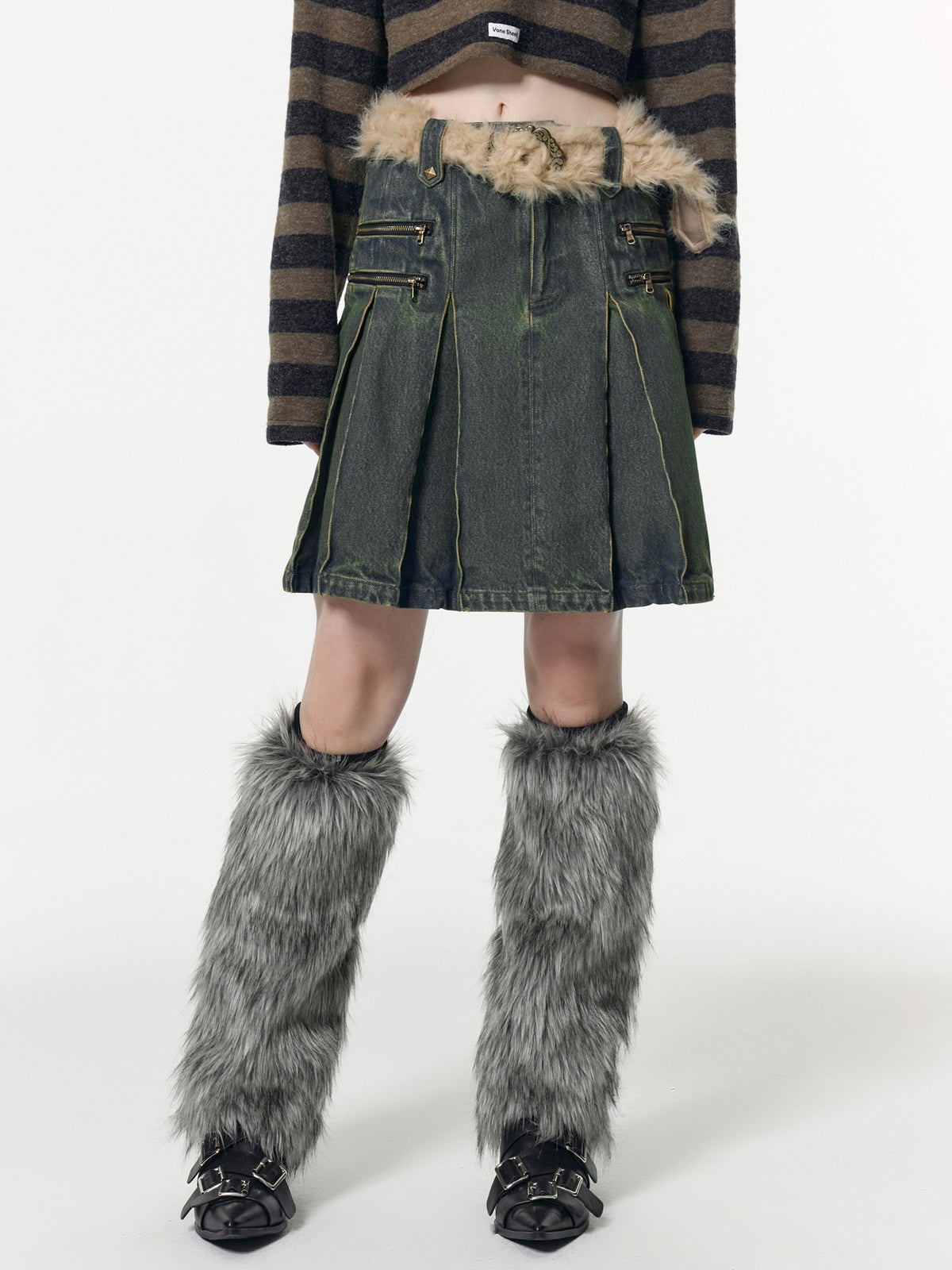 Vone_SheeE_Distressed_Washed_Removable_Fur_Collar_Quilted_Women&