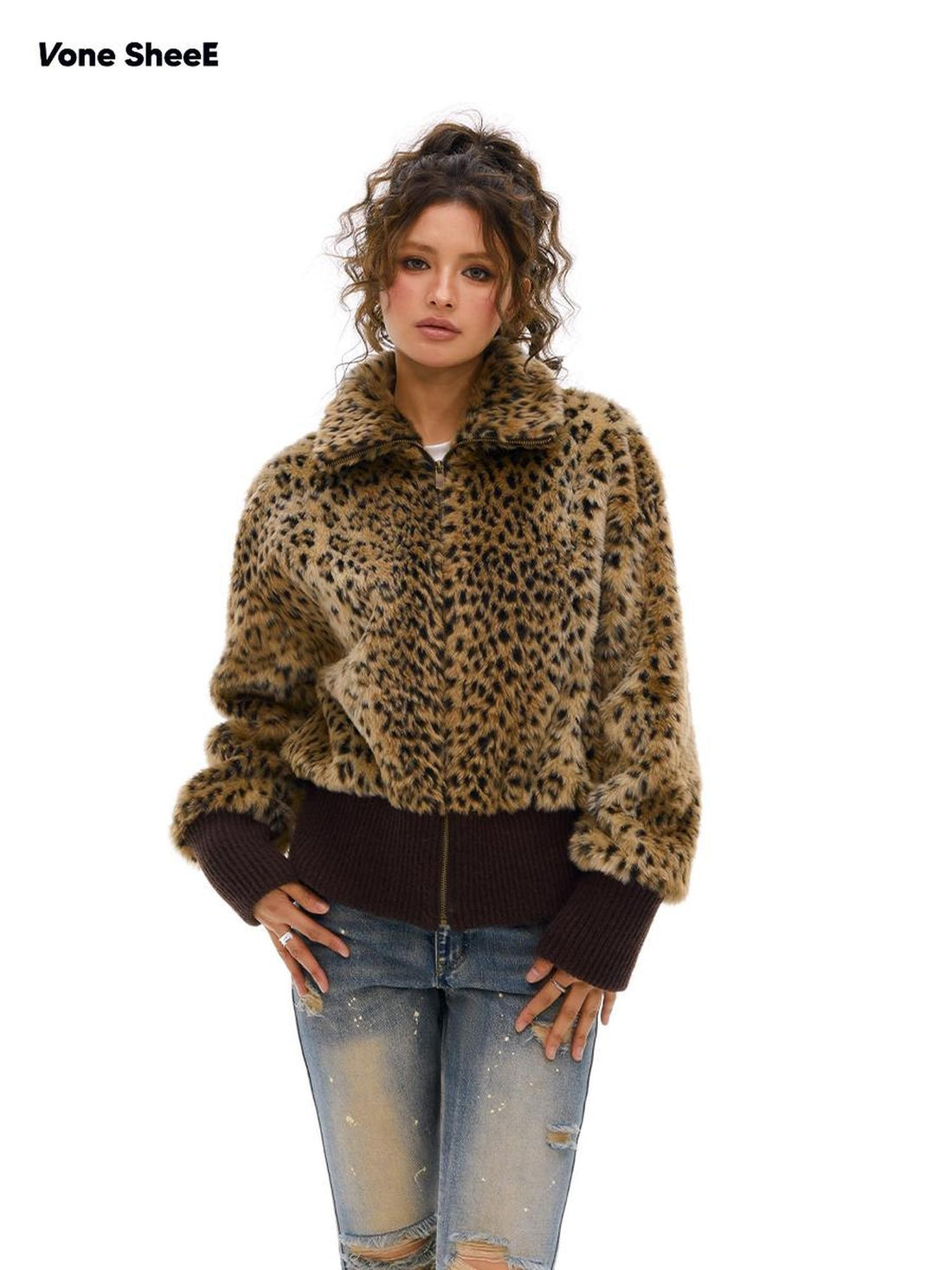 Vone SheeE Leopard Print Thick Slim Fit Women&