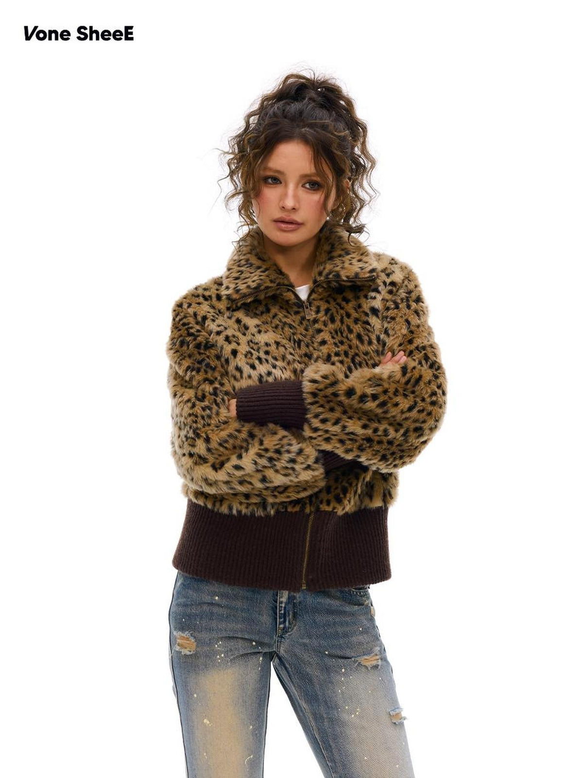 Vone SheeE Leopard Print Thick Slim Fit Women&