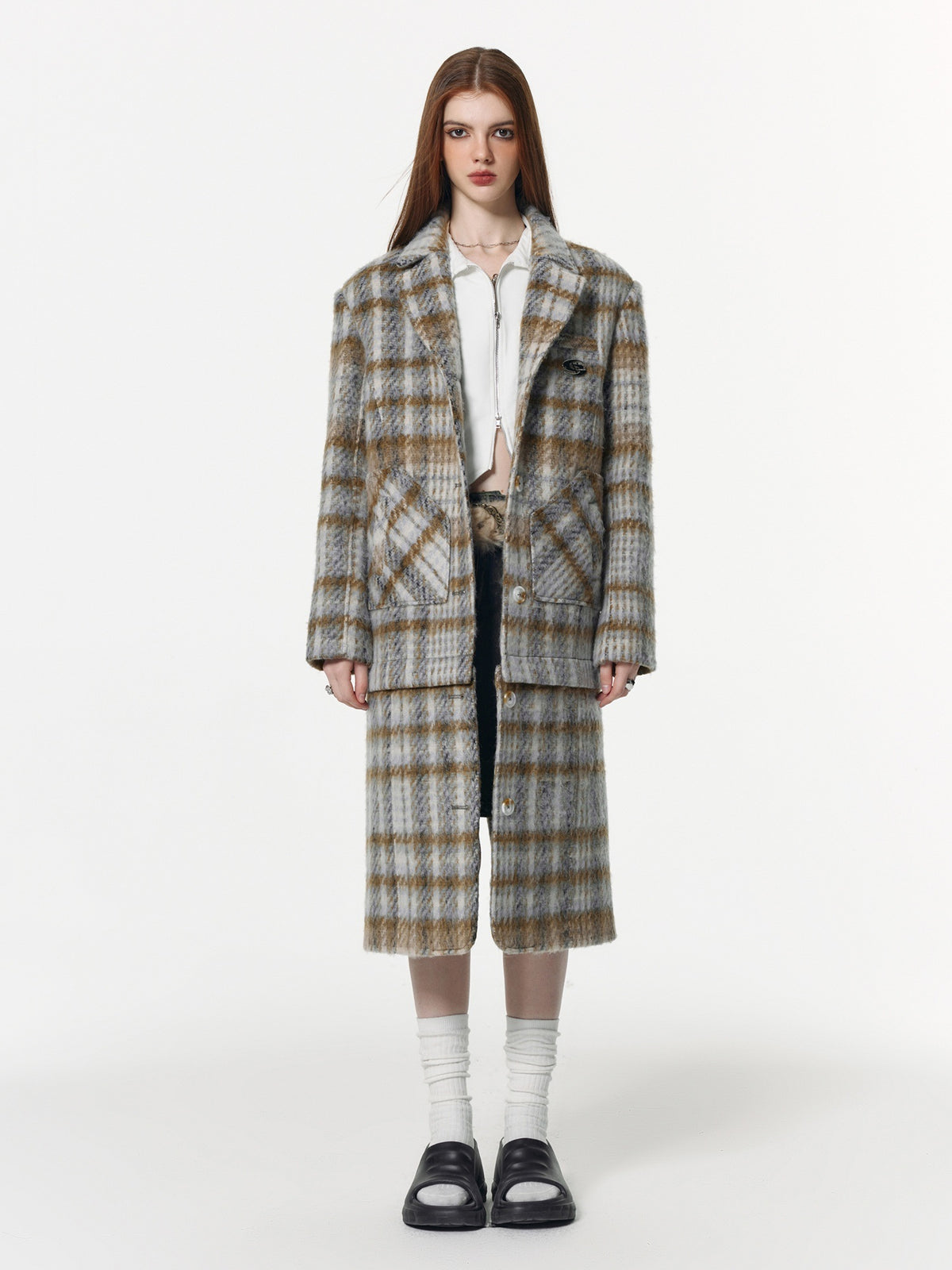 Vone_SheeE_Plaid_Detachable_Straight_Fit_Long_Sleeve_Women&