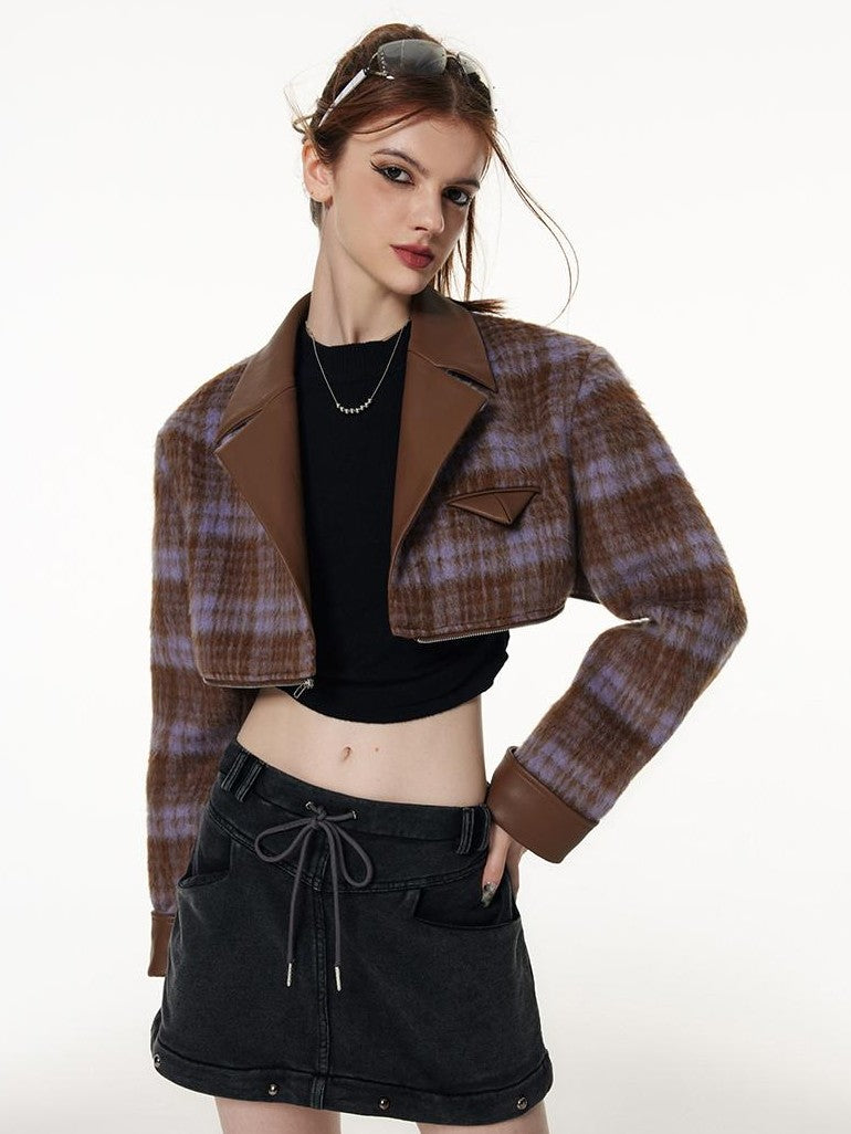 Vone SheeE Removable Two Way Plaid Single Breasted Long Sleeve Women&
