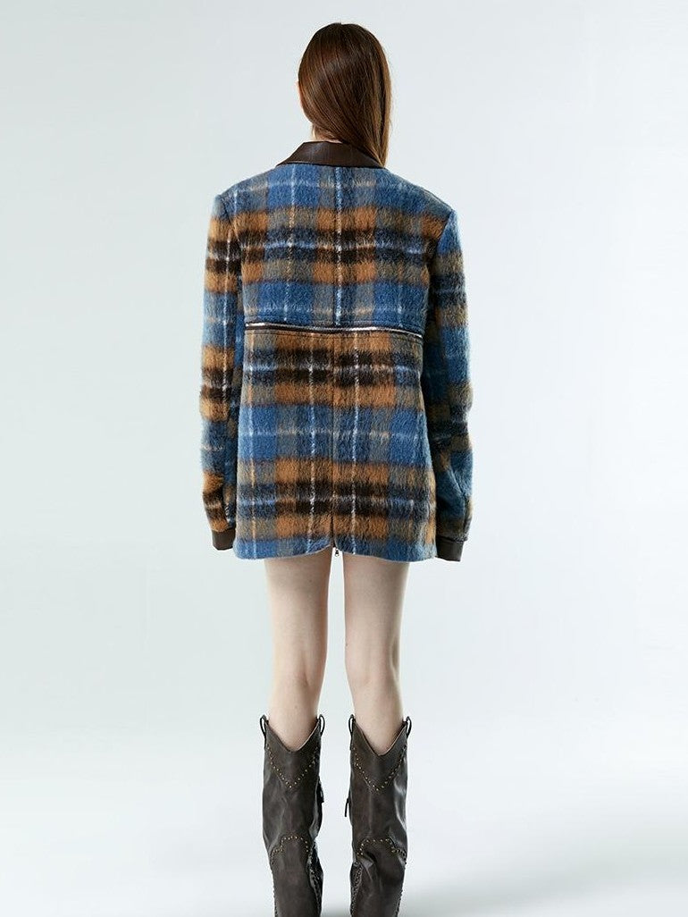 Vone SheeE Removable Two Way Plaid Single Breasted Long Sleeve Women&