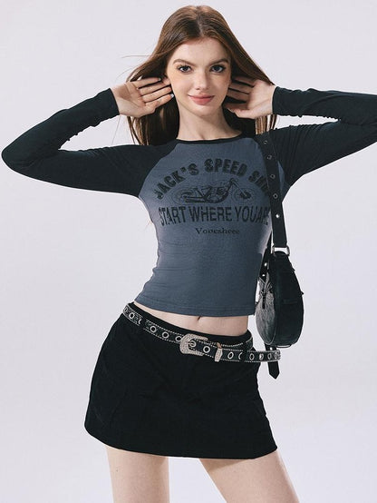 Vone SheeE Slim Fit Color Block Raglan Print Women&