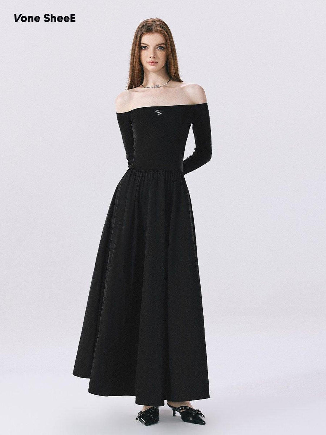 Vone SheeE Slim Fit Off Shoulder Long Sleeve Cotton Women&