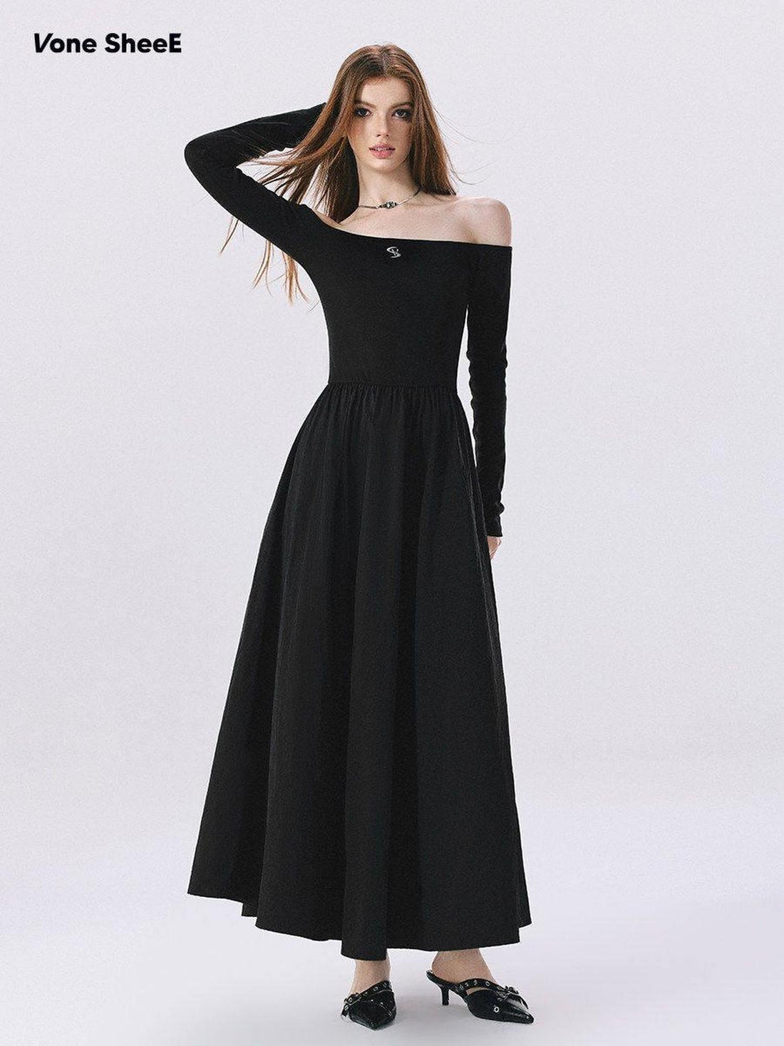 Vone SheeE Slim Fit Off Shoulder Long Sleeve Cotton Women&