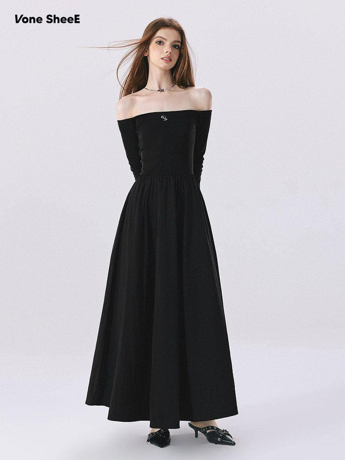 Vone SheeE Slim Fit Off Shoulder Long Sleeve Cotton Women&