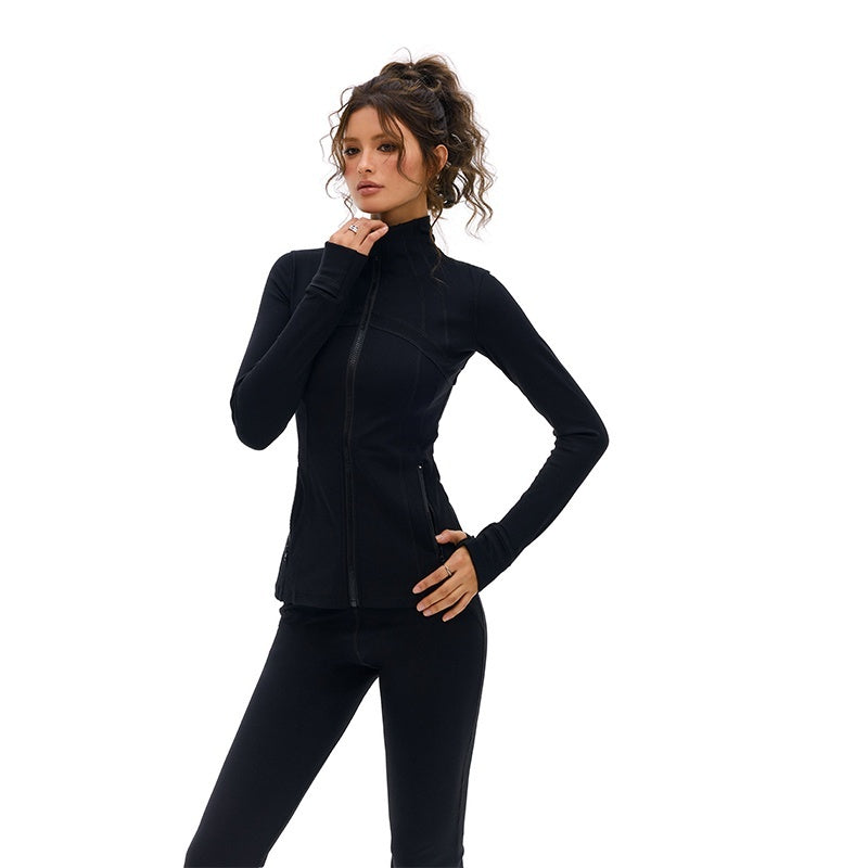 Vone_SheeE_Slim_Fit_Solid_Color_Zip_Up_Stand_Collar_Women&