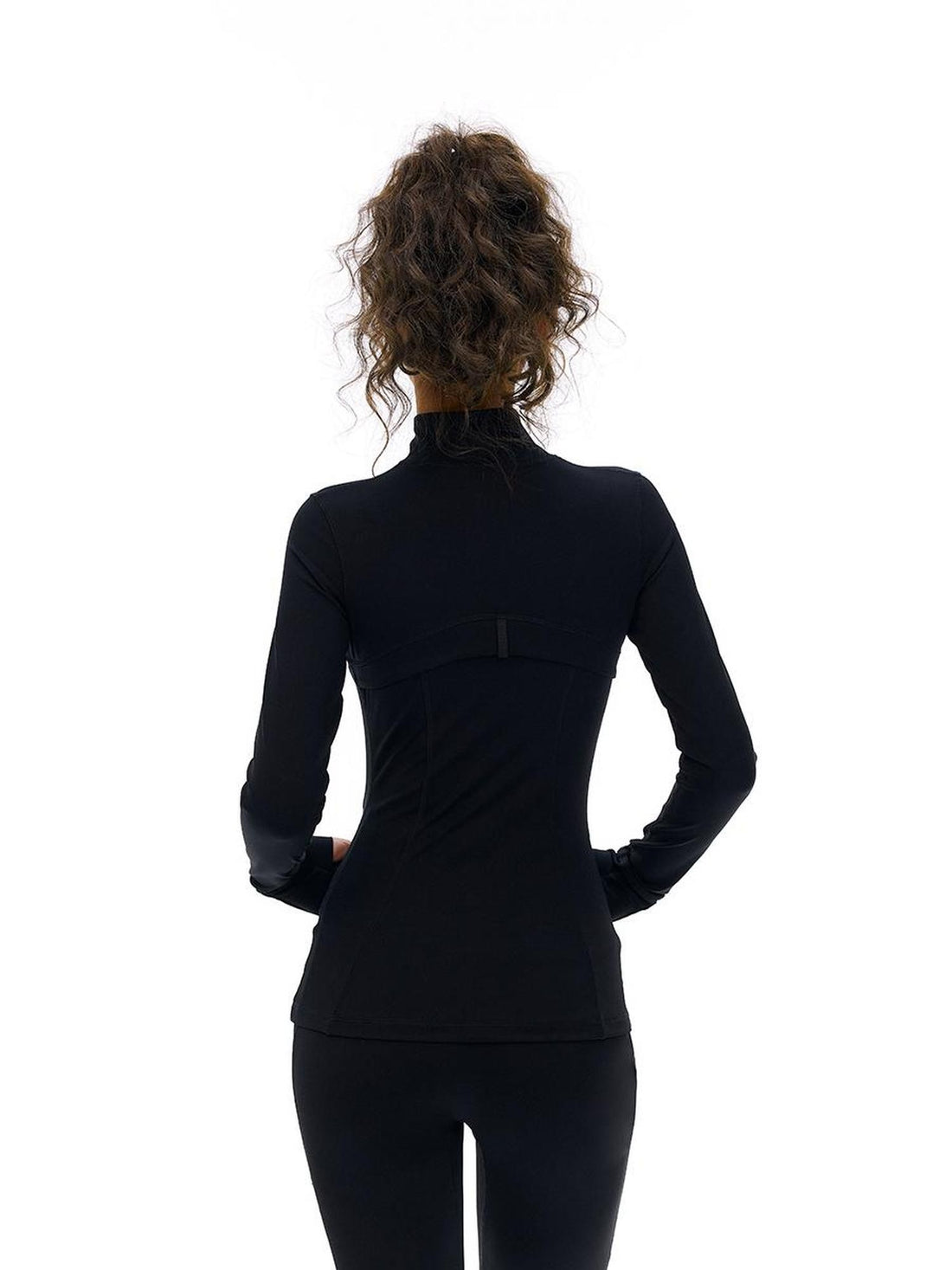 Vone SheeE Slim Fit Solid Color Zip Up Stand Collar Women&