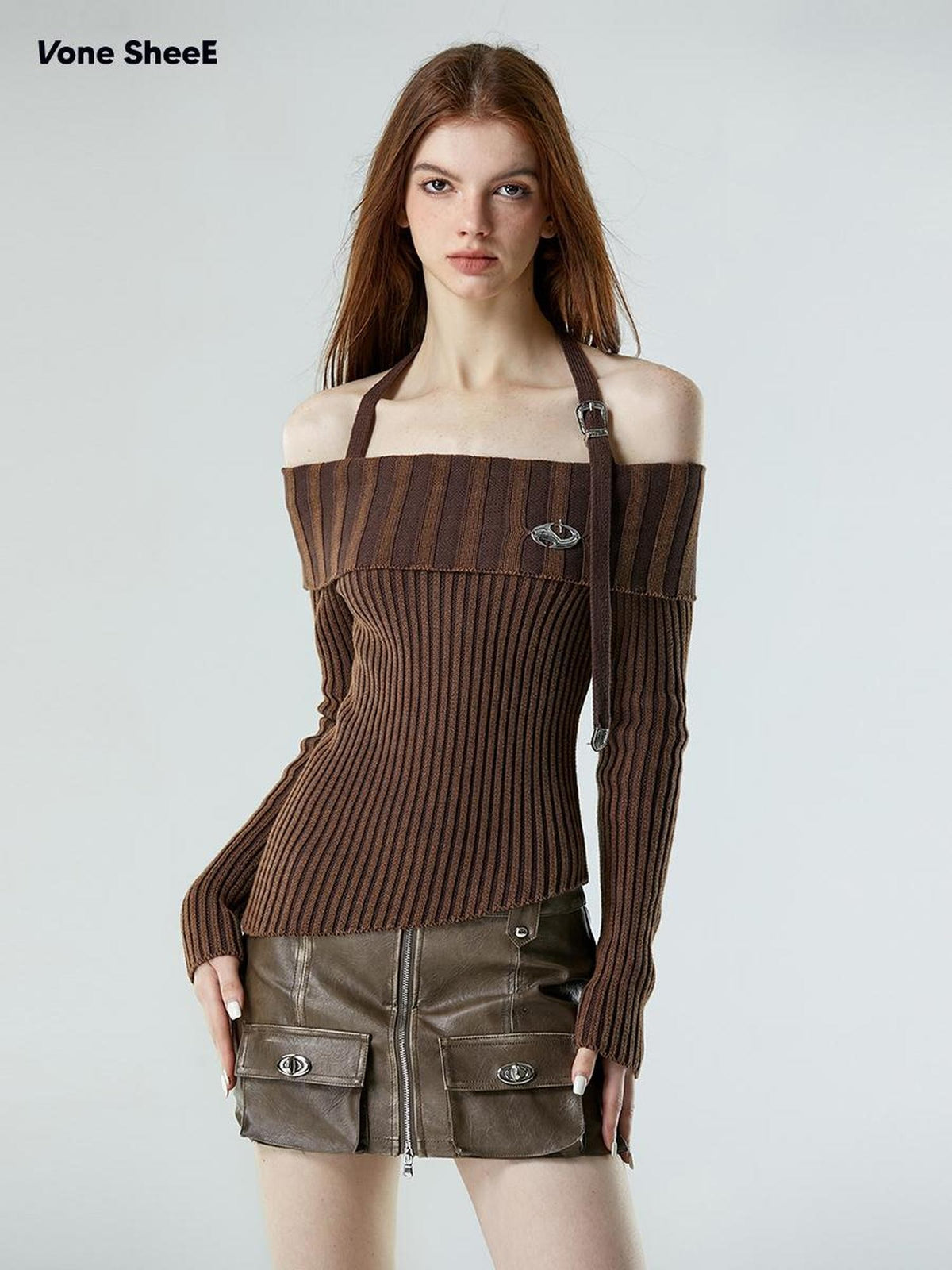 Vone SheeE Slim Fit Waist Cinched Long Sleeve Solid Cotton Women&