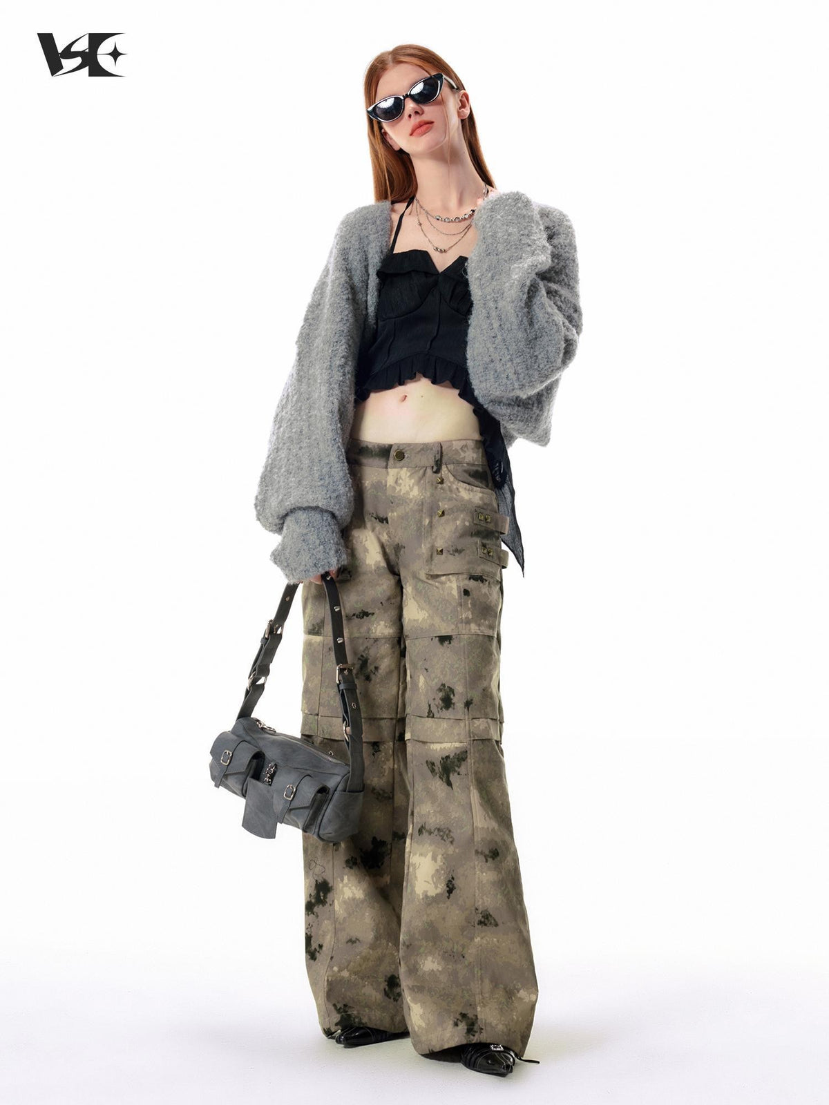 Vone SheeE Studded Camo Low Waist Straight Leg Cotton Women&