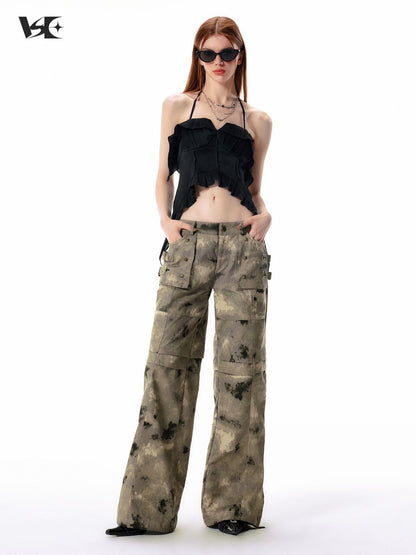 Vone SheeE Studded Camo Low Waist Straight Leg Cotton Women&