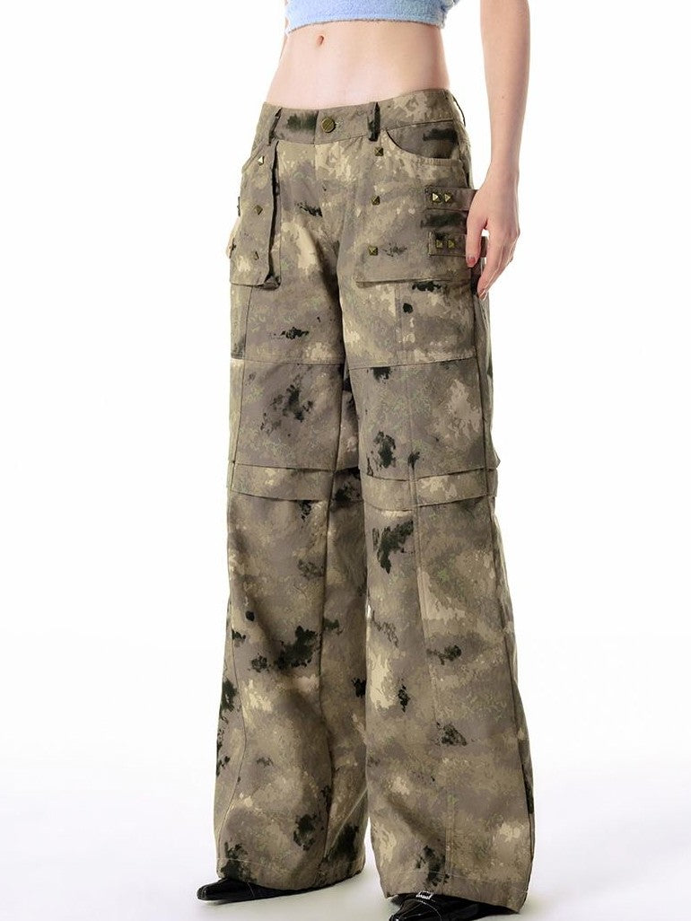 Vone SheeE Studded Camo Low Waist Straight Leg Cotton Women&
