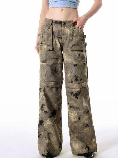 Vone SheeE Studded Camo Low Waist Straight Leg Cotton Women&