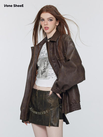 Vone SheeE Studded Cropped American Retro Women&