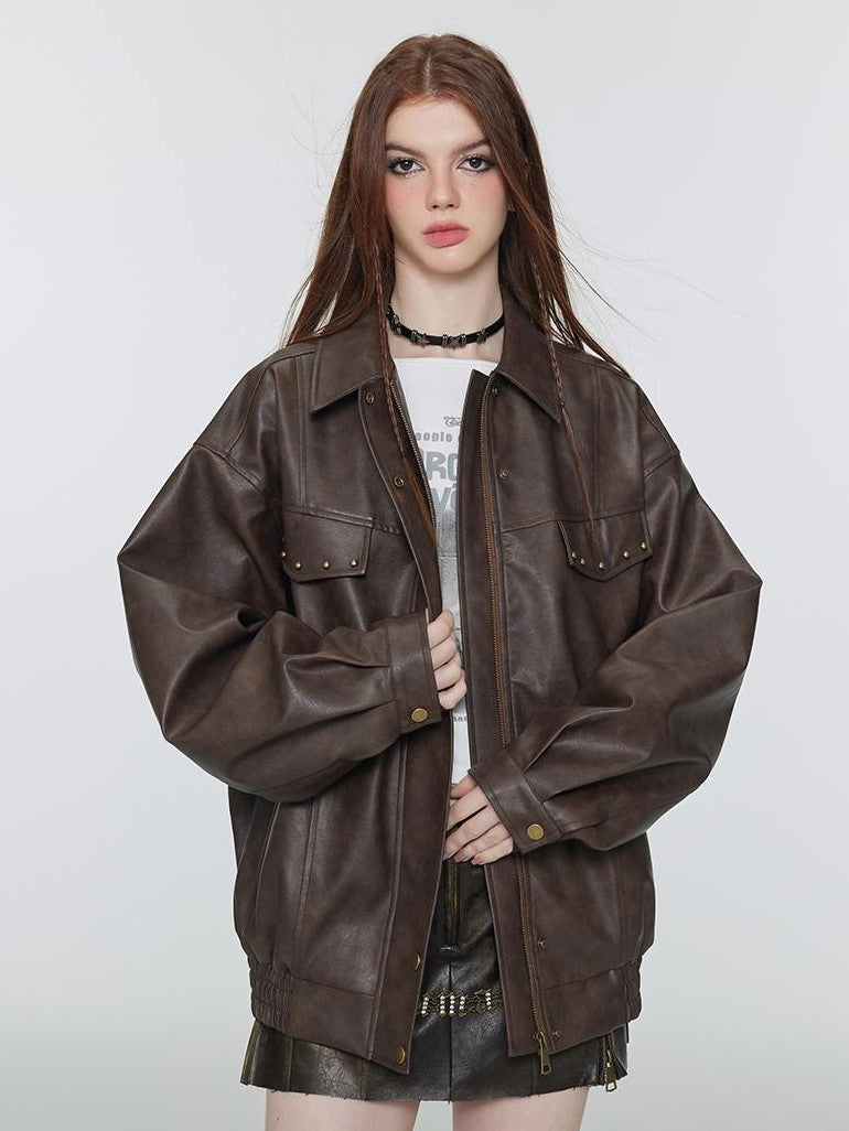 Vone SheeE Studded Cropped American Retro Women&