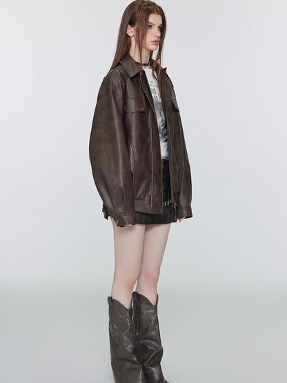 Vone SheeE Studded Cropped American Retro Women&