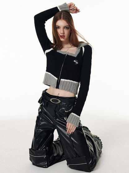 Vone SheeE Sweet Cool Square Neck Slim Fit Long Sleeve Knit Women&