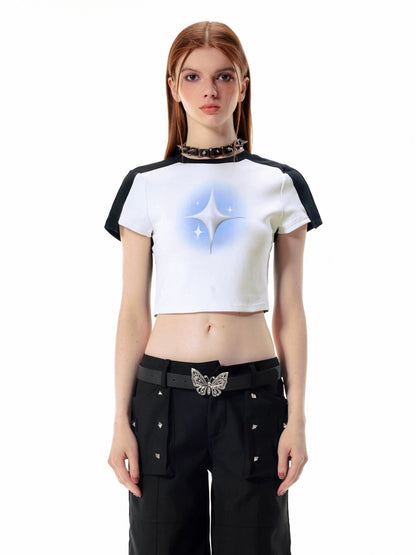 Vone_SheeE_Tie_Dye_Print_Color_Block_Short_Sleeve_Women&