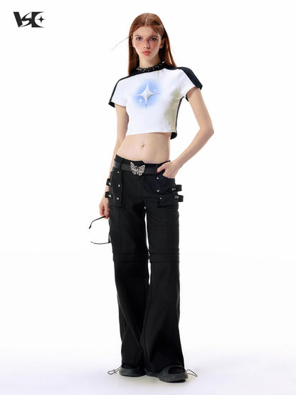 Vone SheeE Tie Dye Print Color Block Short Sleeve Women&