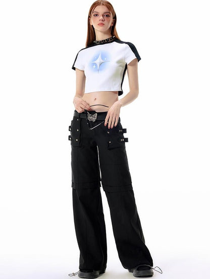 Vone SheeE Tie Dye Print Color Block Short Sleeve Women&