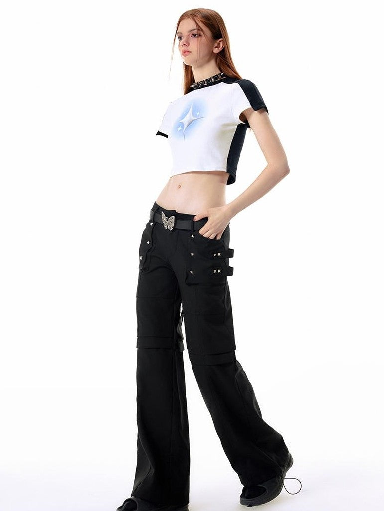 Vone SheeE Tie Dye Print Color Block Short Sleeve Women&